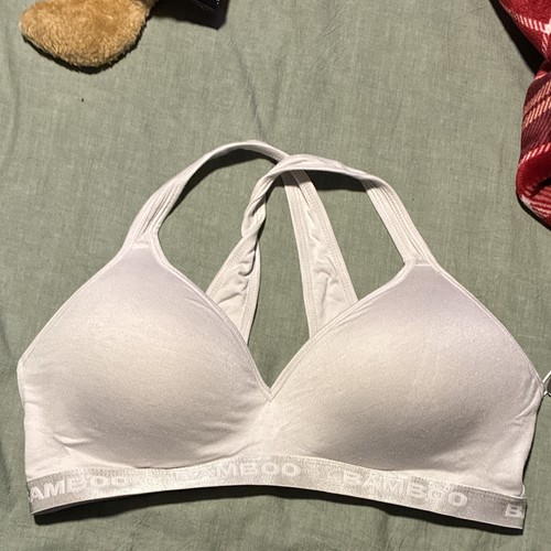 Bamboo white solid bralette - white,