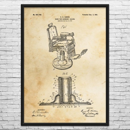 Barber chair patent wall - barber,