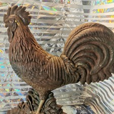 Large Rustic Rooster Cast Iron Chicken Vintage Heavy Weight Home Style Doorstop