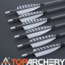 6-PACK Archery 31" Carbon Arrows Spine 400 with Turkey Feather 7.5mm OD Hunting