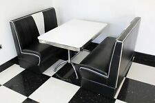 American Diner Furniture 50s Retro Nashville Table & Black Booth Set