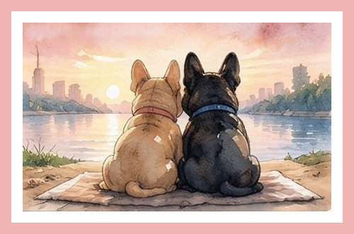 French bulldogs greeting - french,