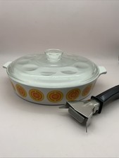 Vintage Pyrosil Electro Orange Netherlands Casserole Pan Unused 1969s 1970s MCM