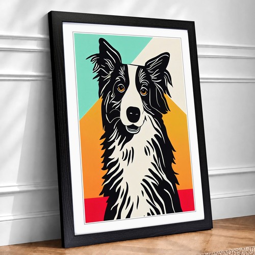 Border collie pop - collie, framed