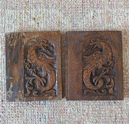 Antique carved oak - carved,