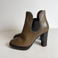 Hobbs NW3 Brown Leather Brogue Slip On Platform Ankle Boots UK 4