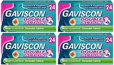 4 x Gaviscon Double Action Tabs Heartburn Indigestion Mint 24s-Expire:-01/2026