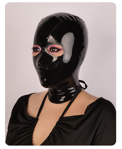 Black latex hood open - hood,