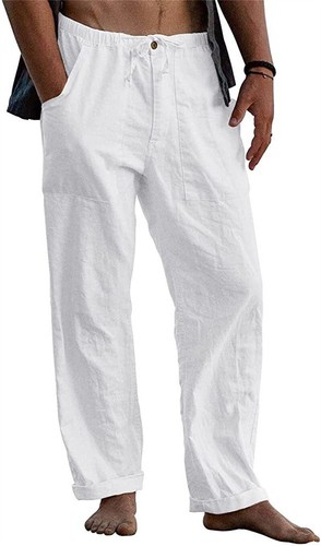 Mens summer casual linen baggy - linen,