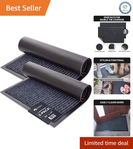 Ribbed polyester doormat - polyester, set