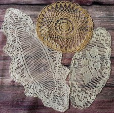 3 x Vintage hand crochet