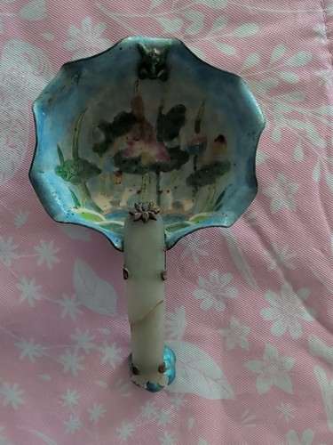 Chinese enamel lotus - enamel, dish