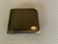 Dunhill Bi Fold Wallet Calfskin Authentic Genuine Mens Black with Gold Accents
