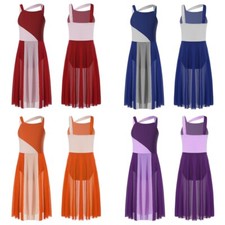 Kids Girls Dancewear Dance Dress Jazz Skirt Ballet Bodysuit Ball Uniform Prom