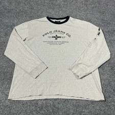 Polo Jeans Ralph Lauren Shirt Mens XL Gray Long Sleeve Bush Plane Alaska USA