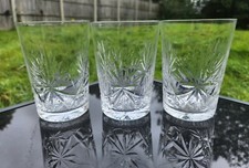 EDINBURGH CRYSTAL 'STAR OF EDINBURGH' 3 x 5 oz TALL TUMBLER GLASSES OLDER STAMP