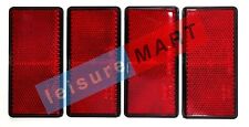 4 X Red Reflectors Rectangular Stick on for Trucks Trailers Caravans Gate Posts