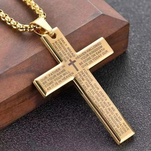 Stainless steel cross - steel, necklace