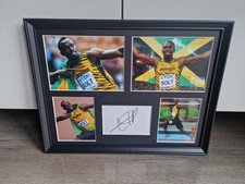 Usain Bolt Signed 16x12 Framed Olympics Presentation, Athletics *COA*