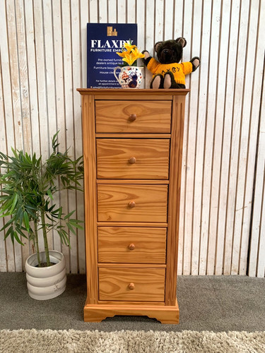 Slim pine tallboy chest - tallboy, of
