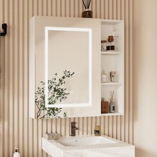 700mmx700mm Frameless Medicine Cabinet with Mirror and 6 Fixed Shelves Storage