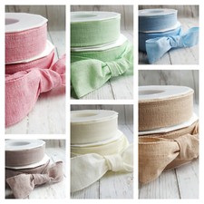 15,25,40mm Faux Linen Ribbon. Vintage Colours Rustic Shabby Chic Natural Slub