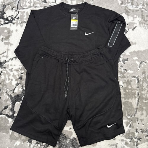 Black nike tracksuit short set - black,