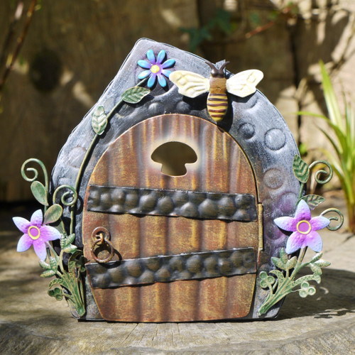 Metal fairy door tree house - metal,