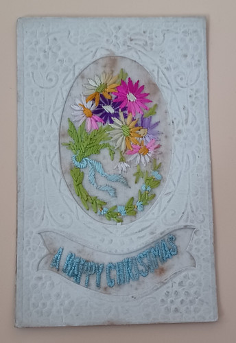 Silk embroidered postcard ww2 - embroidered,