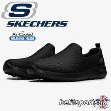 SKECHERS MENS SLIP-ON SHOES BLACK MEMORY FOAM GO-WALK TRAINERS ARCH SKETCHERS