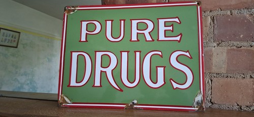 Vintage enamel pure - "pure, drugs"