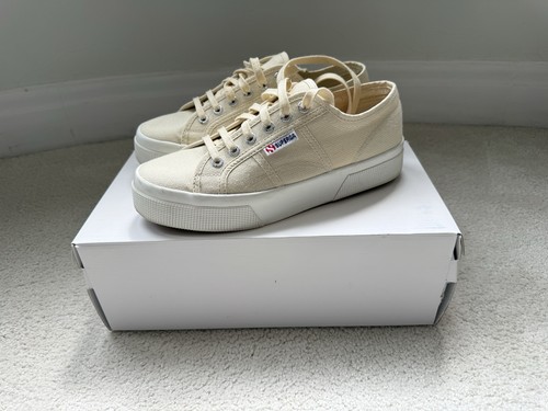 Superga beige platform lace - beige, up
