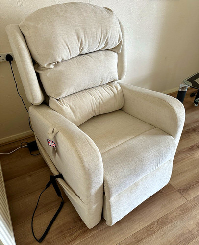 Beige fabric recliner - beige, armchair