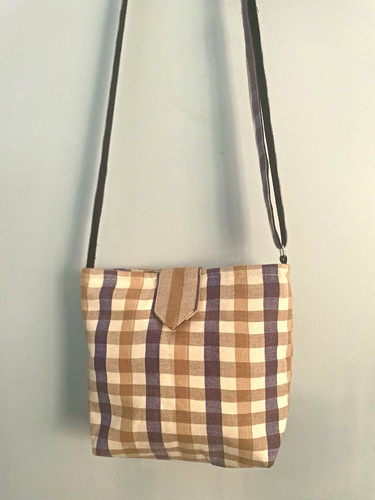 Woven cotton check - check, crossbody
