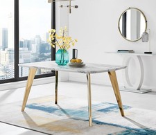 **Seconds** Andria Marble Effect Gold Leg 6 Seater Dining Table