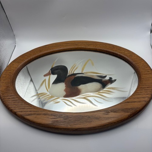 Vintage oval wood - oval, framed