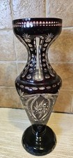 Vintage Bohemian cut to clear crystal vase