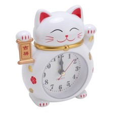 Lucky Cat Clock Accurate Plastic Cute Cartoon Good Lucky Cat Alarm Clock For