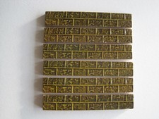 SET OF 6 ANTIQUE VICTORIAN WILLIAM GODWIN 6" X 1" MOULDED OLIVE GREEN SLIP TILES