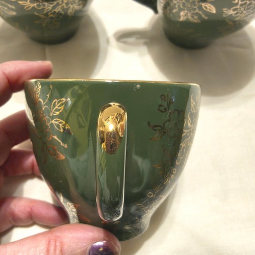 Set green teacup - set, floral