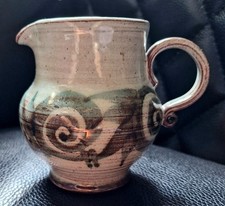 Vintage Blue Green Milk Jug  by Lamorna Pottery Studio Art Ceramics Cornwall