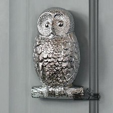 Bright Chrome Owl Door Knocker