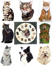 Wooden Wall Clock - Cats -