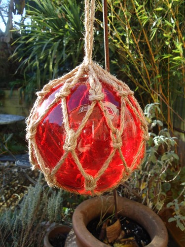 Red glass fishing boat float - fishing,