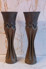 Antique Pair Of Trench Art Vases Artillery Shells From WW1 Copper/Brass 33cmH.