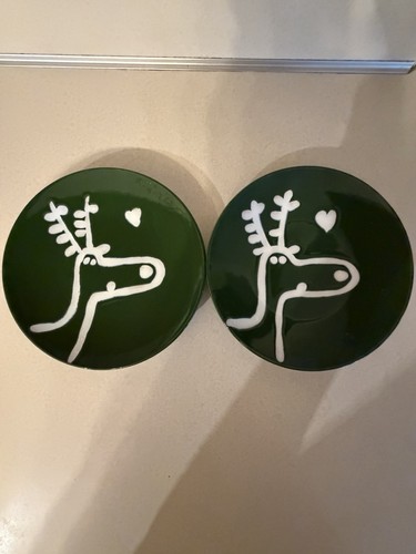 Christmas reindeer plates set - christmas,