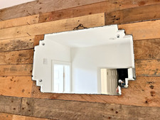 ANTIQUE 20'S ART DECO STEPPED BEVELLED BATHROOM CHROME CAPS MANTEL WALL MIRROR