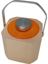 Vintage SPARKLETS Ice Bucket Model 18/1 Beige Orange Lid Steel Handle TMK