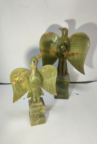 Two vintage real onyx eagles - two,
