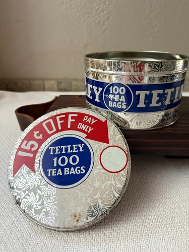 Vintage tetley tea tin hundred - tetley,